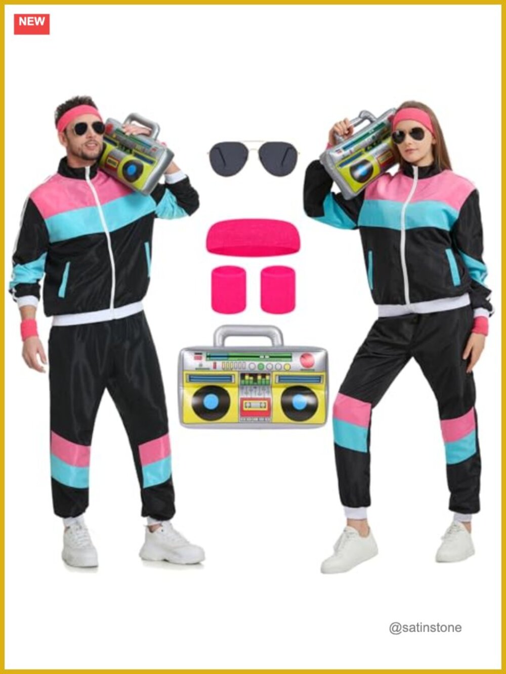 80s 90s Unisex Tracksuit Costume Set Windbreaker Jacket Pants Retro